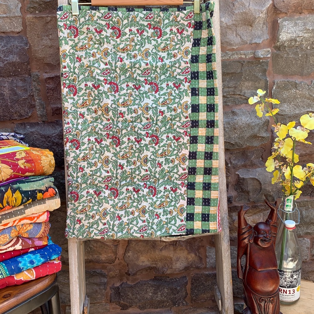 ✨VINTAGE KANTHA SARI BOHO PILLOW CUSHION COVER